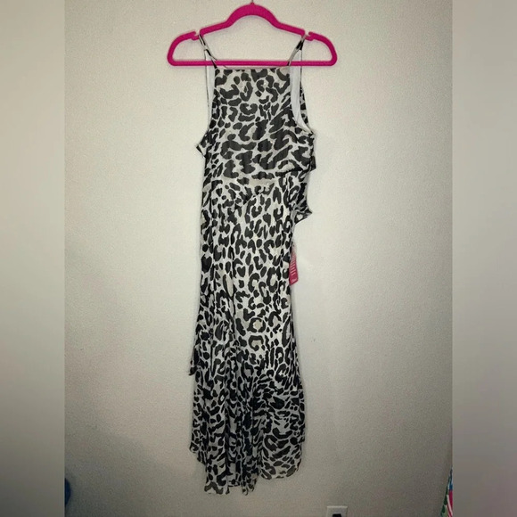 NWT Eliza J Tiered Chiffon Leopard Print High-Low Cocktail Dress - Picture 4 of 12